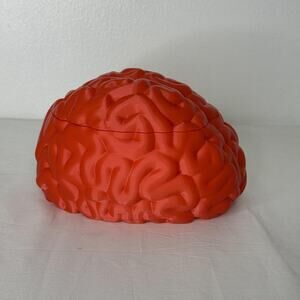 Brain Shaped Storage Box Red Plastic Container Jar Halloween Decor Gift